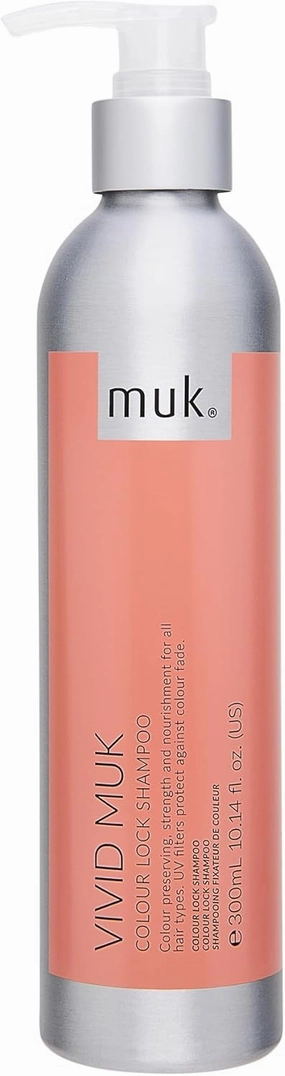 MUK. Vivid Colour Lock Shampoo - Colour Care with UV Protection for All Hair Types. Strengthening & Nourishing Color Protect Shampoo. Reduces Fading & Enhances Shine, 300ml