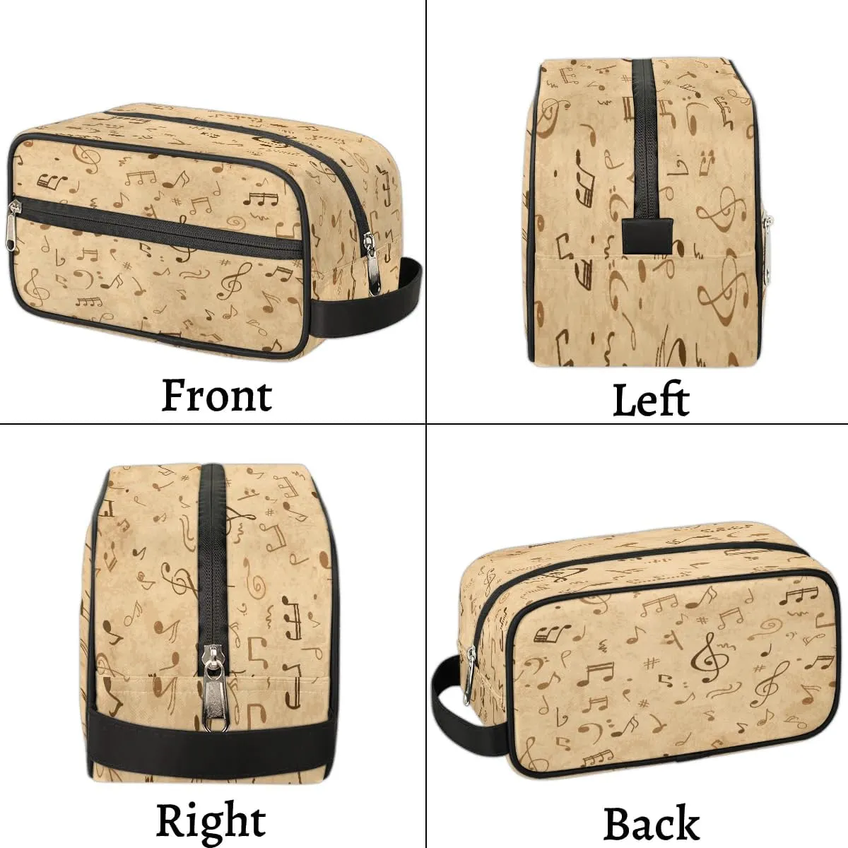 Music Notes Travel Toiletry Bag for Women Men Small Cosmetic Makeup Organizer Water Resistant Shaving Bag Portable Make Up Bag Storage Bags with Handle