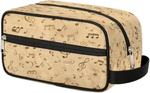 Music Notes Travel Toiletry Bag for Women Men Small Cosmetic Makeup Organizer Water Resistant Shaving Bag Portable Make Up Bag Storage Bags with Handle