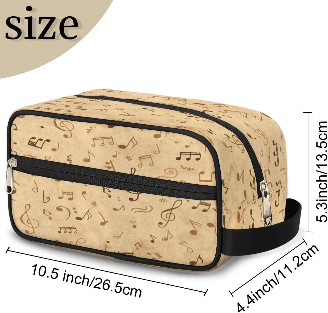 Music Notes Travel Toiletry Bag for Women Men Small Cosmetic Makeup Organizer Water Resistant Shaving Bag Portable Make Up Bag Storage Bags with Handle