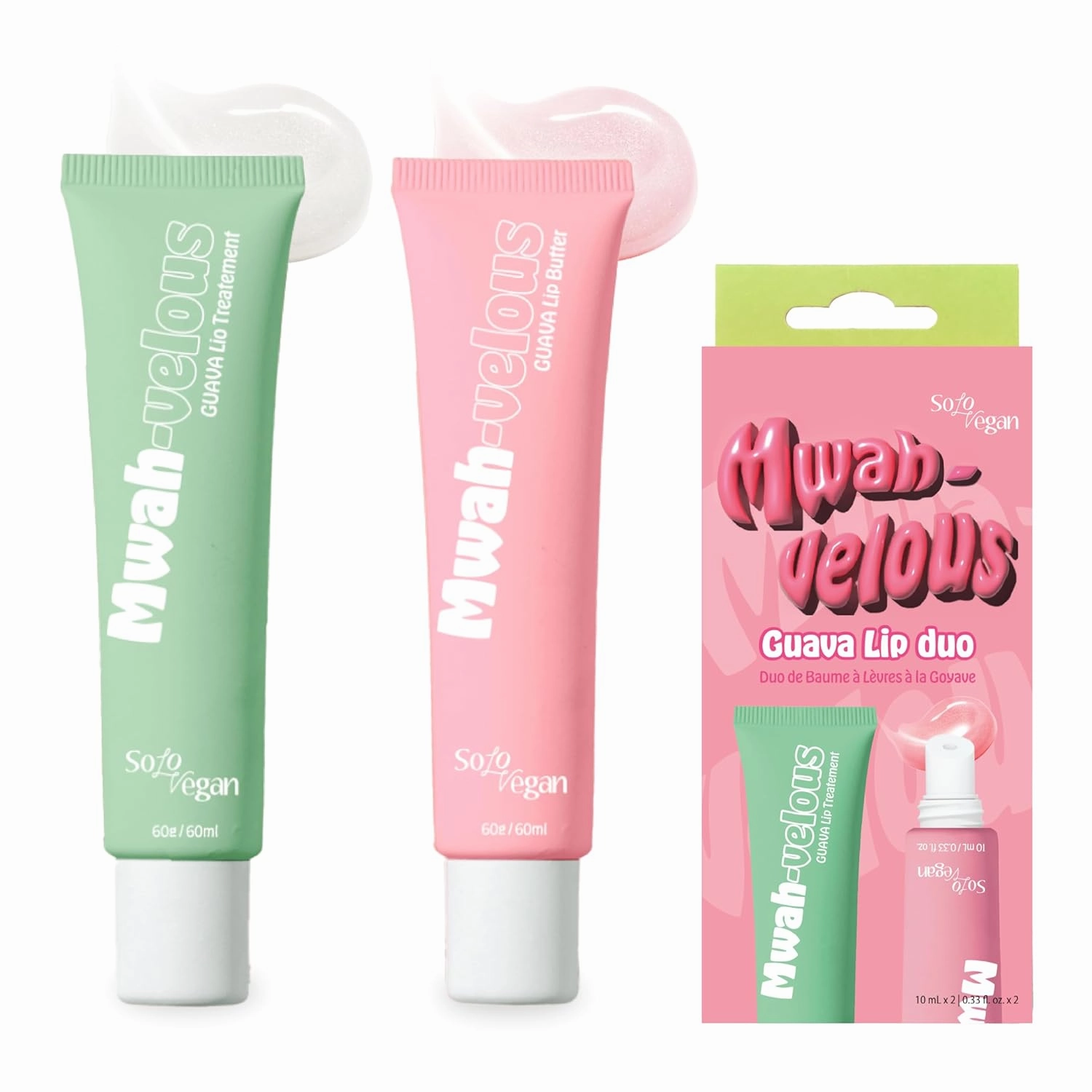 Mwah-velous Guava Lip Duo for Day & Night - Hydrating Lip Butter with Rosehip Oil, Guava & Nourishing Lip Treatment with Hyaluronic Acid for Soft, Plump Lips