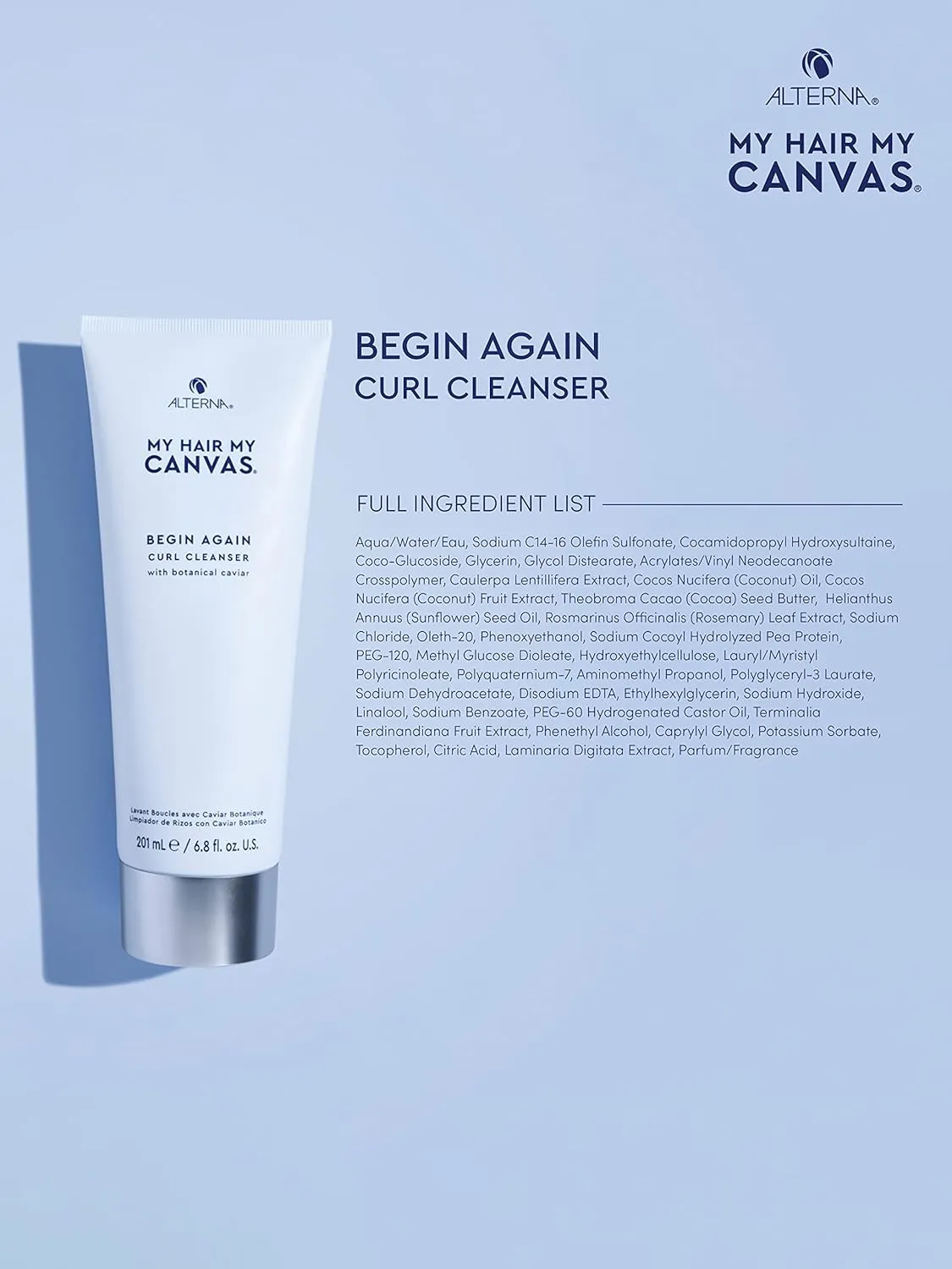 My Hair. My Canvas. Begin Again Vegan Curl Cleanser Enhancing Shampoo for Curly, Coily, and Textured Hair