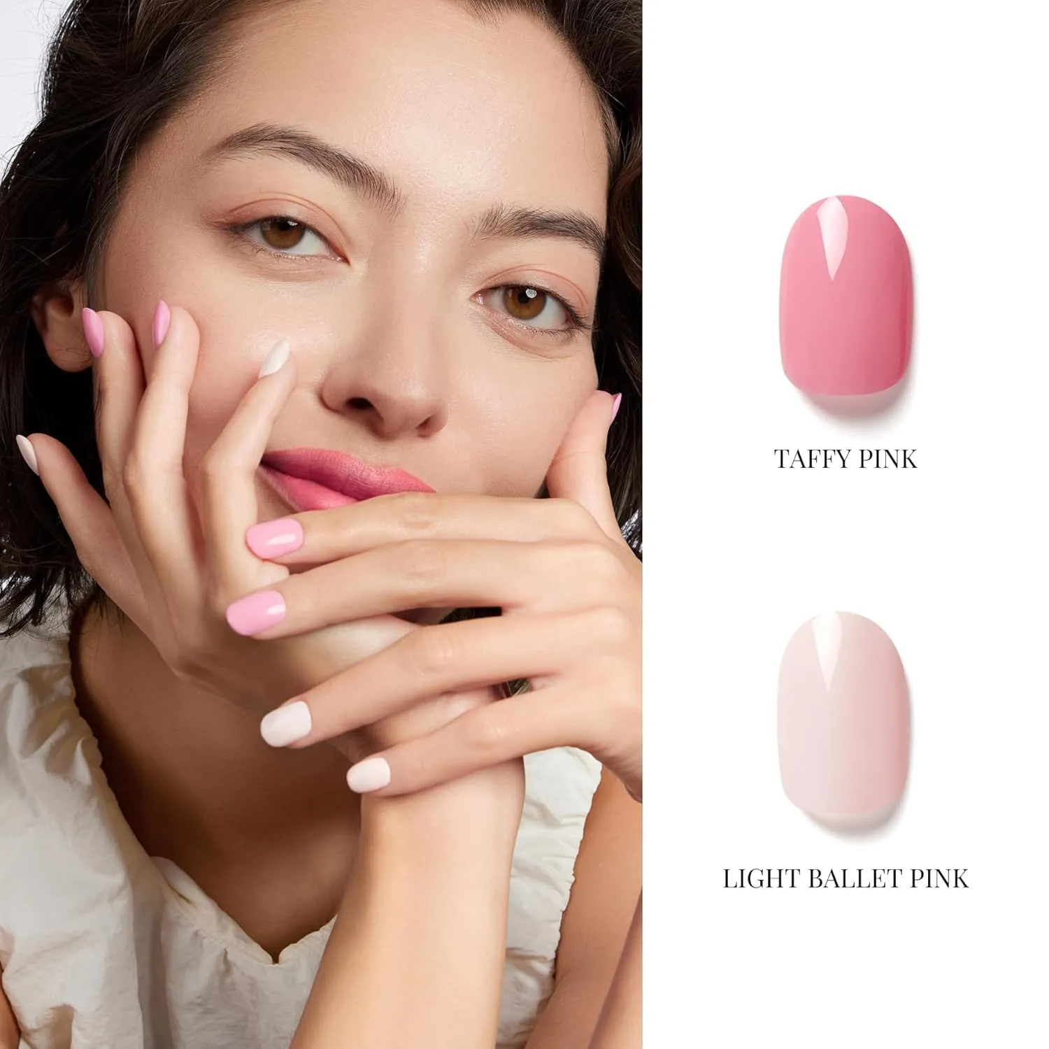 NAILOG Gel Nail Polish Set - 4 Colors Top Coat Color Gel Base 3-In-1 Soak Off UV Gel Polish Kit for Home DIY & Birthday Gifts for Women | Fushcia, Taffy Pink, Shimmery Pink, Beige