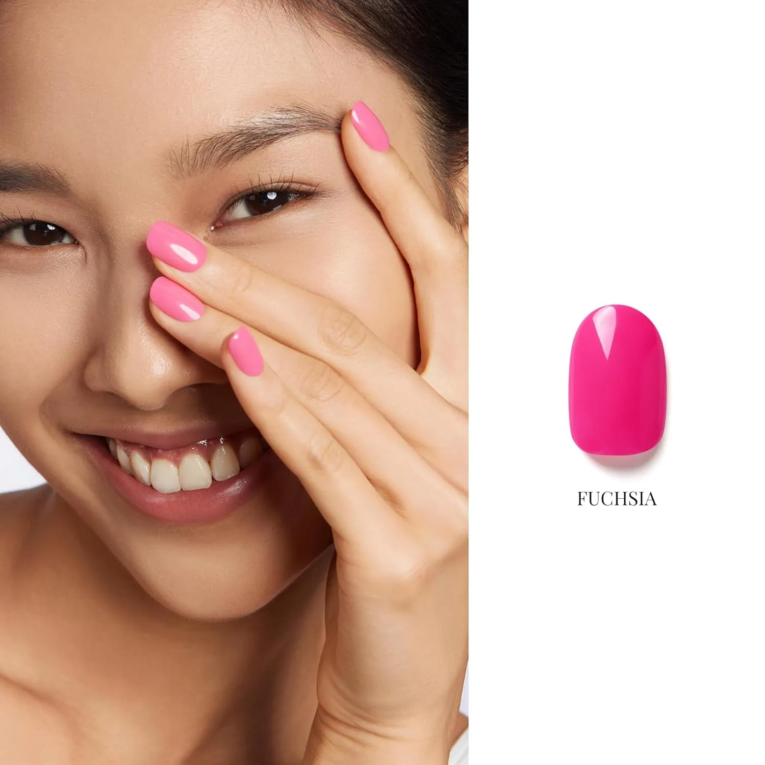 NAILOG Gel Nail Polish Set - 4 Colors Top Coat Color Gel Base 3-In-1 Soak Off UV Gel Polish Kit for Home DIY & Birthday Gifts for Women | Fushcia, Taffy Pink, Shimmery Pink, Beige