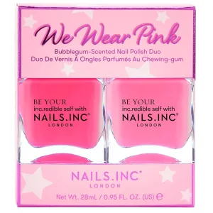 Nails.INC We Wear Pink Nail Polish Duo, Long Lasting Glossy Nail Color with Bubblegum Scent, Cruelty Free, Vegan, Includes Pink To The Core and Choose Pink