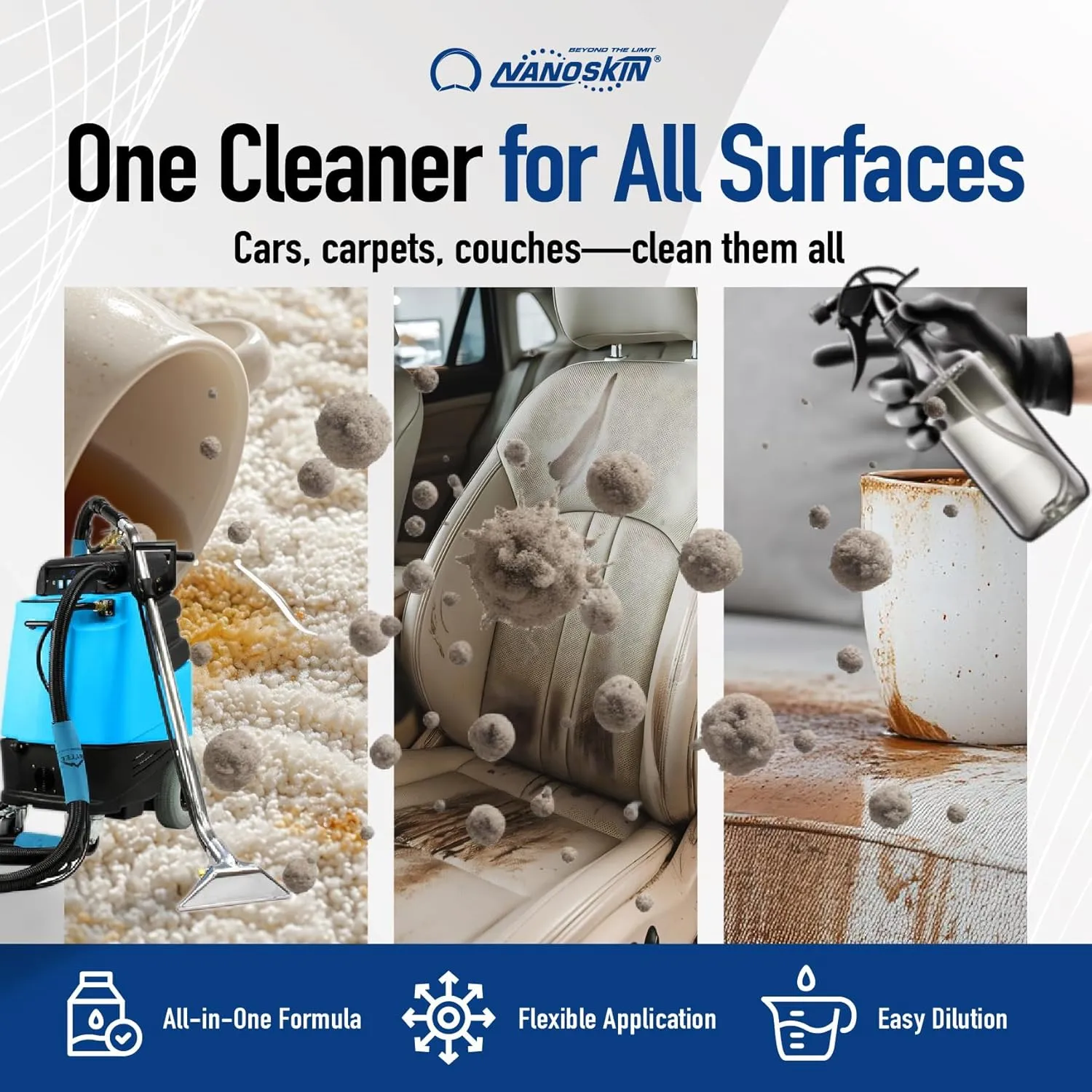 Nanoskin EXTRACTOR SHAMPOO Low Foaming Carpet Cleaner 5 Gallons - Machine Use Upholstery Cleaner, Stain Remover & Odor Eliminator on Rug Car Upholstery Carpets | For Automotive, Home, Office & More