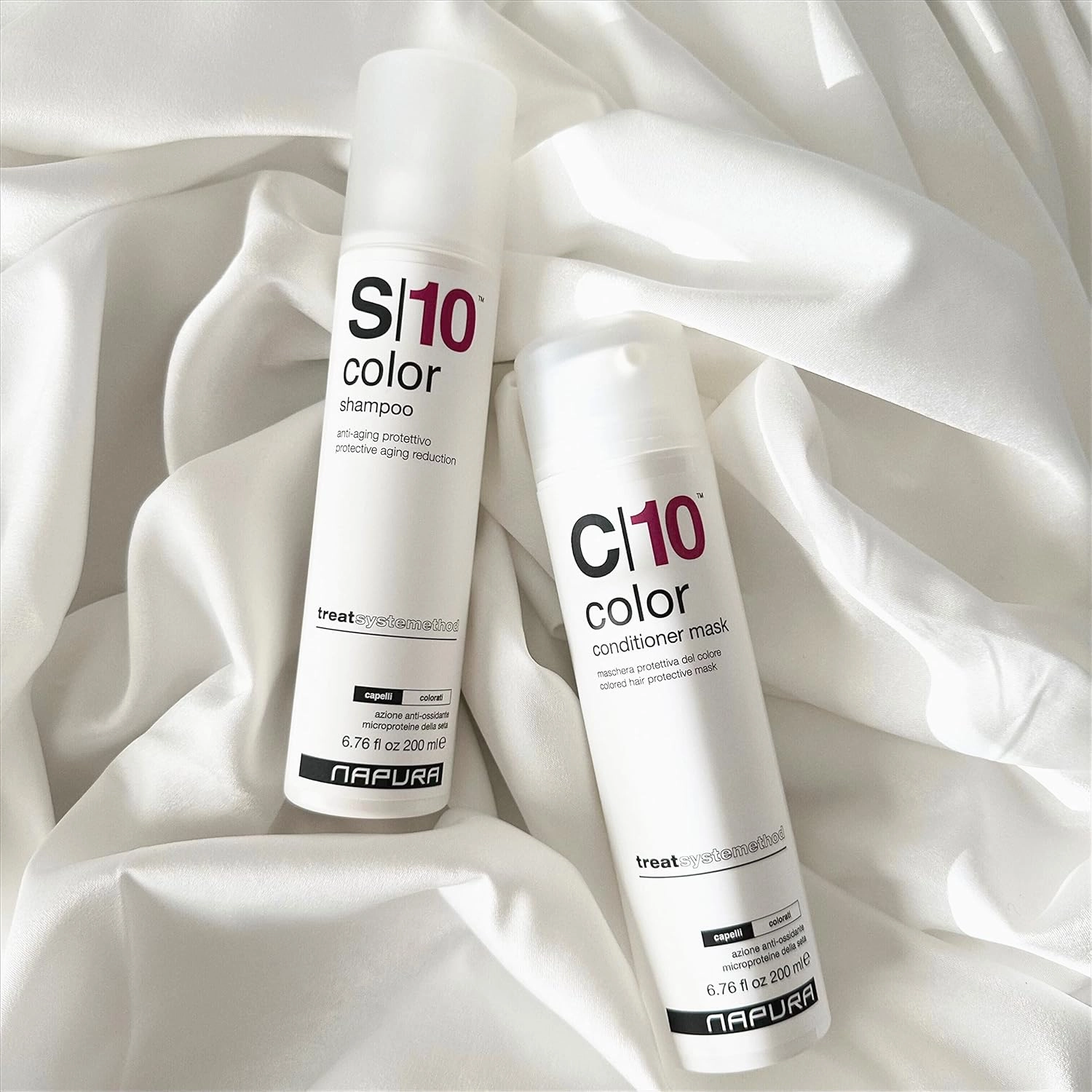 NAPURA S10 Sulfate Free Salon Shampoo for Color Treated Hair (6.76 oz) - Enhances Shine & Volume with Silk Proteins and Red Currant