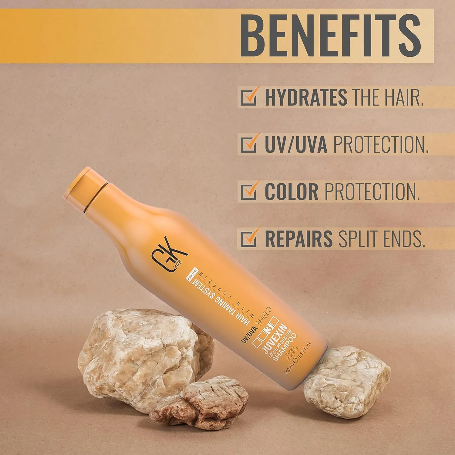 Natural Frizz Control Sulfate Free Shield Color protection Shampoo, protecting hair color from UV, Sun Damage fading Protection for Color Treated Dry Damaged Curly Hair (8.11 Fl Oz/240ml)