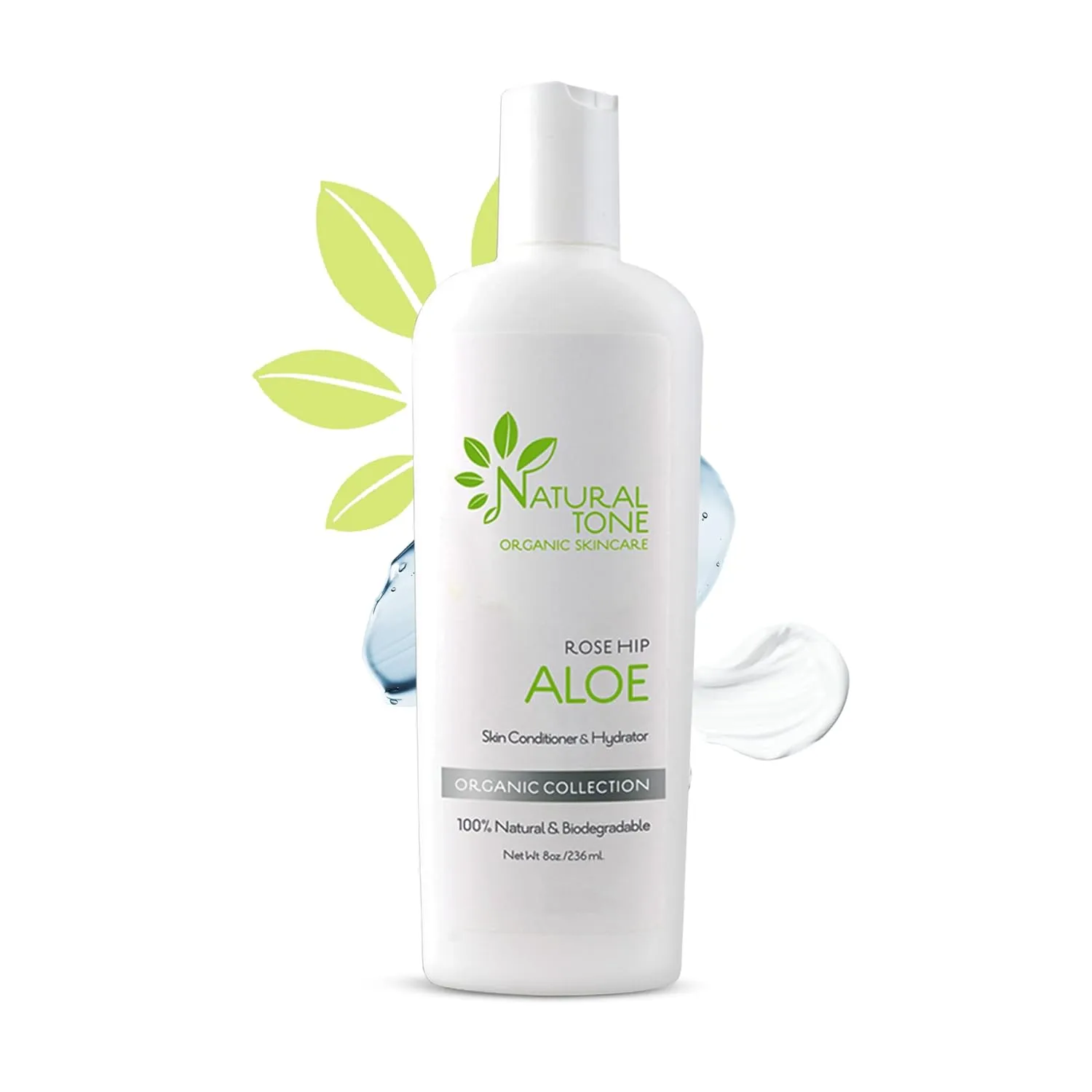 Natural Tone Organic Skincare Rosehip Aloe Lotion, Everyday Skin Conditioner and Hydrator Lotion 8oz