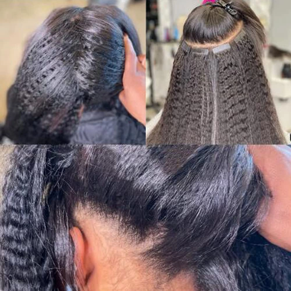Natural Black Tape in Hair Extensions, Kinky Curly Tape in Hair Extensions Real Human Hair, 24Inch Tape in Hair Extensions 20PCS 50Grams/Pack 2-3Packs Suggested Glue in Hair Extensions for Black Women