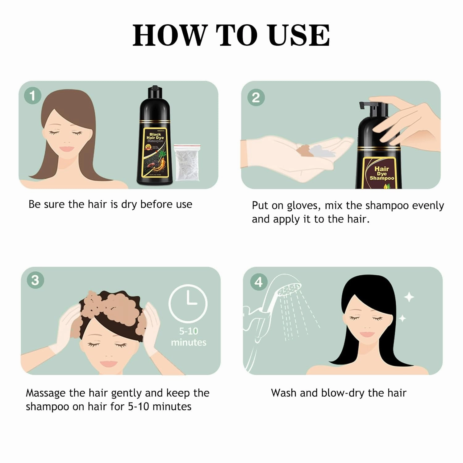 Natural Chestnut Brown Hair Dye Shampoo 3 in 1, Instant Brown Hair Shampoo, Hair Color Shampoo, Shampoo Para Canas Mejur & Champu Para Canas, Shampoo Hair Dye (Chestnut Brown)
