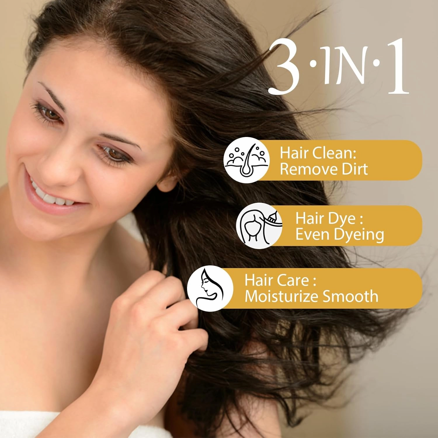 Natural Dark Brown Hair Dye Shampoo 3-in-1, 100% Gray Hair Coverage in Minutes, Argan Oil Hair Color Shampoo for Women Men, Instant Dye Shampoo for Gray Hair, Long-Lasting, Champu Con Tinte Para Canas
