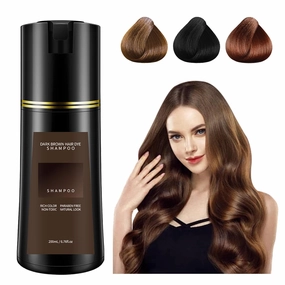 Natural Hair Dye Shampoo, Dye Shampoo 3-in-1, Ammonia & Paraben Free, for Men & Women (Dark Brown)