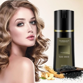 Natural Hair Dye Shampoo, Dye Shampoo 3-in-1, Ammonia & Paraben Free, for Men & Women (Light brown)