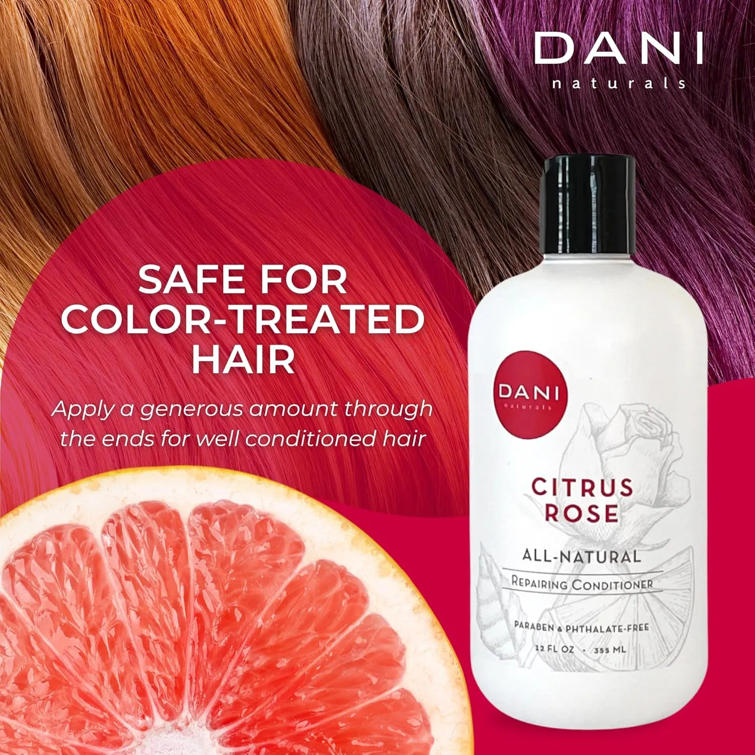 Naturals Conditioner – Citrus Rose, Detoxifying & Clarifying, Lightweight Hydration for Oily, Thick & Curly Hair, Color-Safe & Vegan, 12 oz