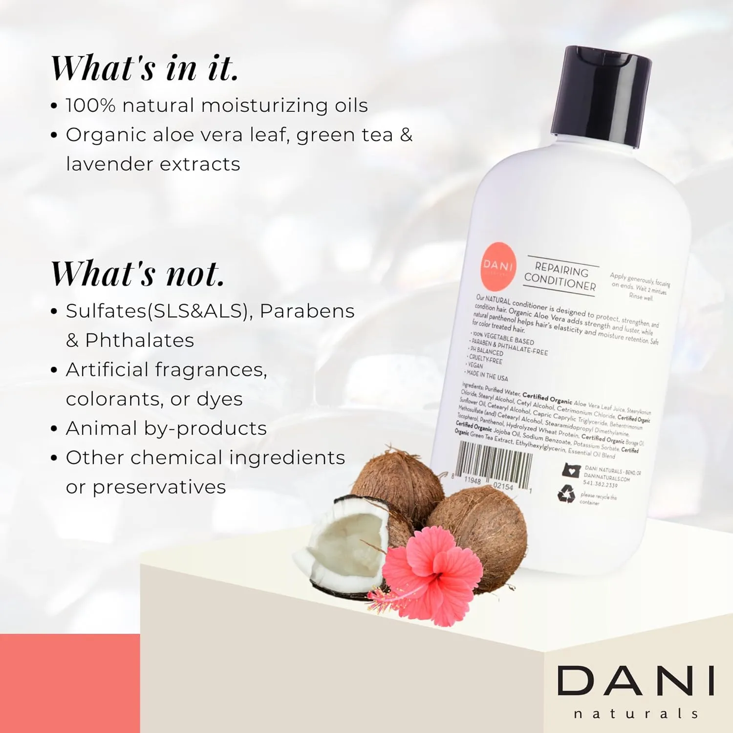 Naturals Conditioner – Coconut Hibiscus, Strengthening & Hydrating for Dry or Damaged Hair, Lightweight & Nourishing, Vegan & Color-Safe, 12 oz
