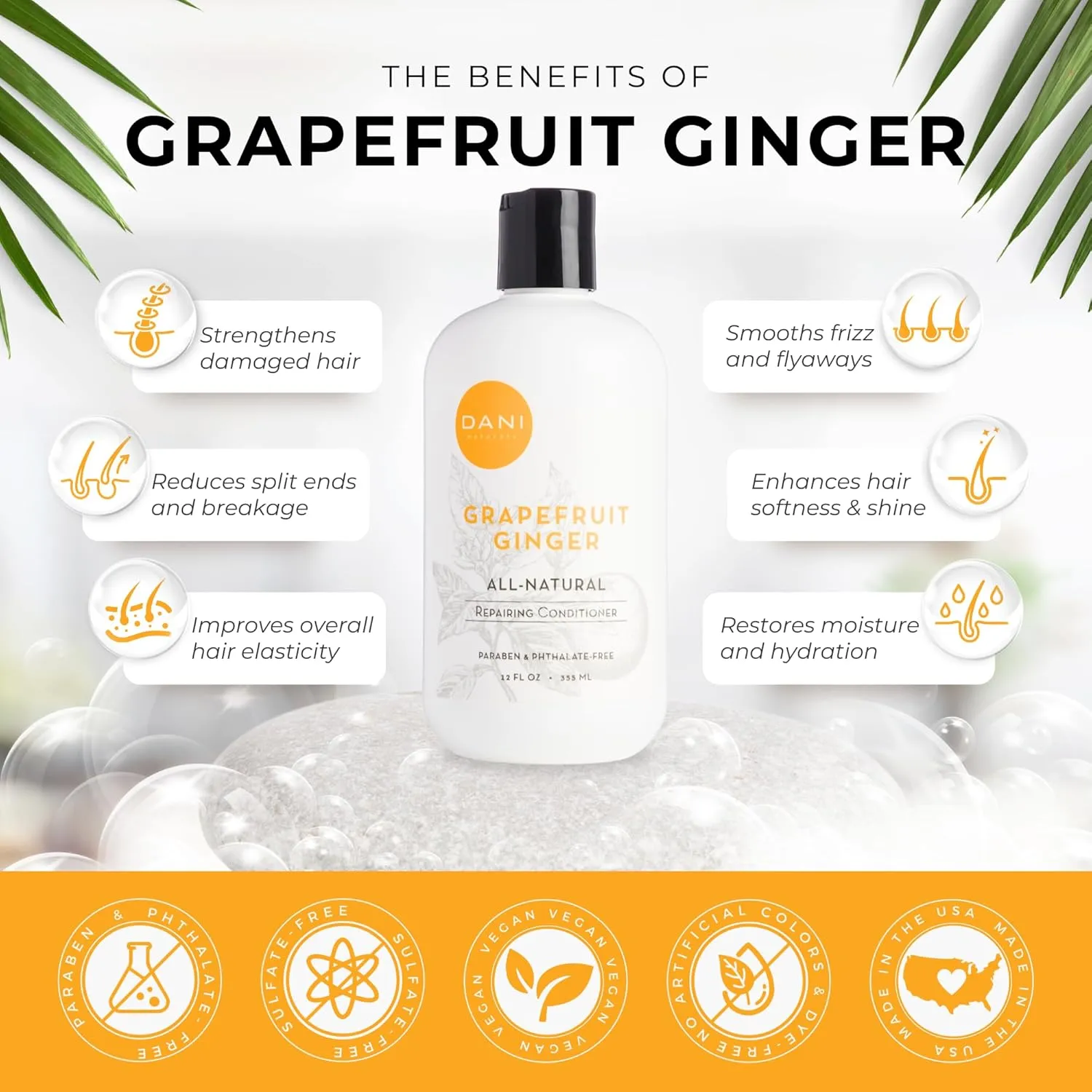 Naturals Conditioner – Grapefruit Ginger, Detoxifying & Clarifying for Oily, Thick & Curly Hair, Lightweight Hydration & Scalp Refresh, Vegan & Color-Safe, 12 oz