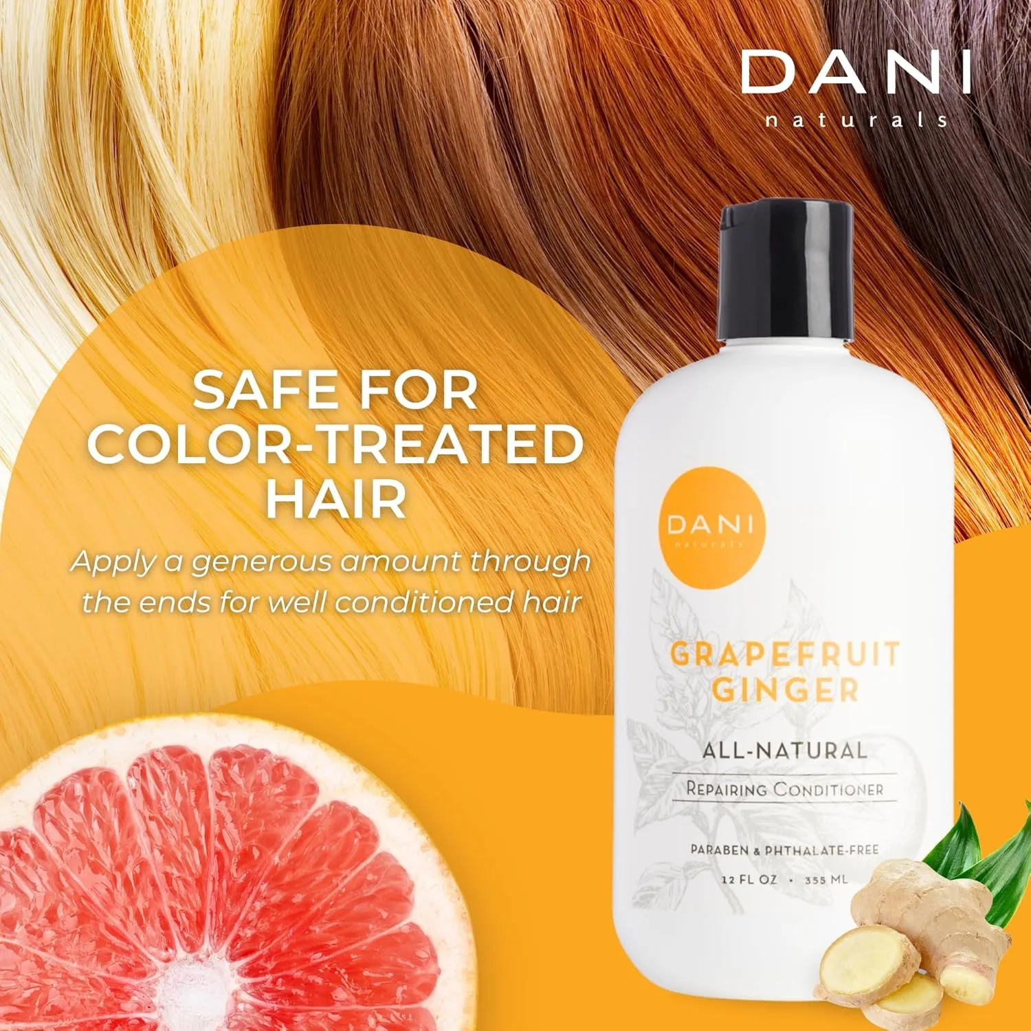 Naturals Conditioner – Grapefruit Ginger, Detoxifying & Clarifying for Oily, Thick & Curly Hair, Lightweight Hydration & Scalp Refresh, Vegan & Color-Safe, 12 oz