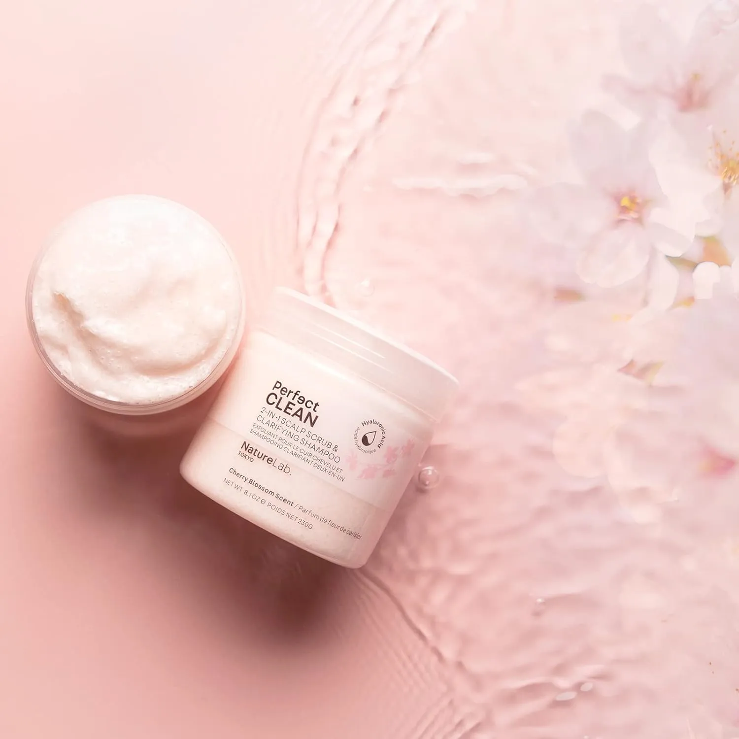NATURELAB. TOKYO Perfect Clean Scalp Scrub LIMITED EDITION Sakura Scent:2-in-1 Hair Treatment to Clarify and Remove Product Buildup for Immense Shine I Cherry Blossom Scent | 8.1 OZ
