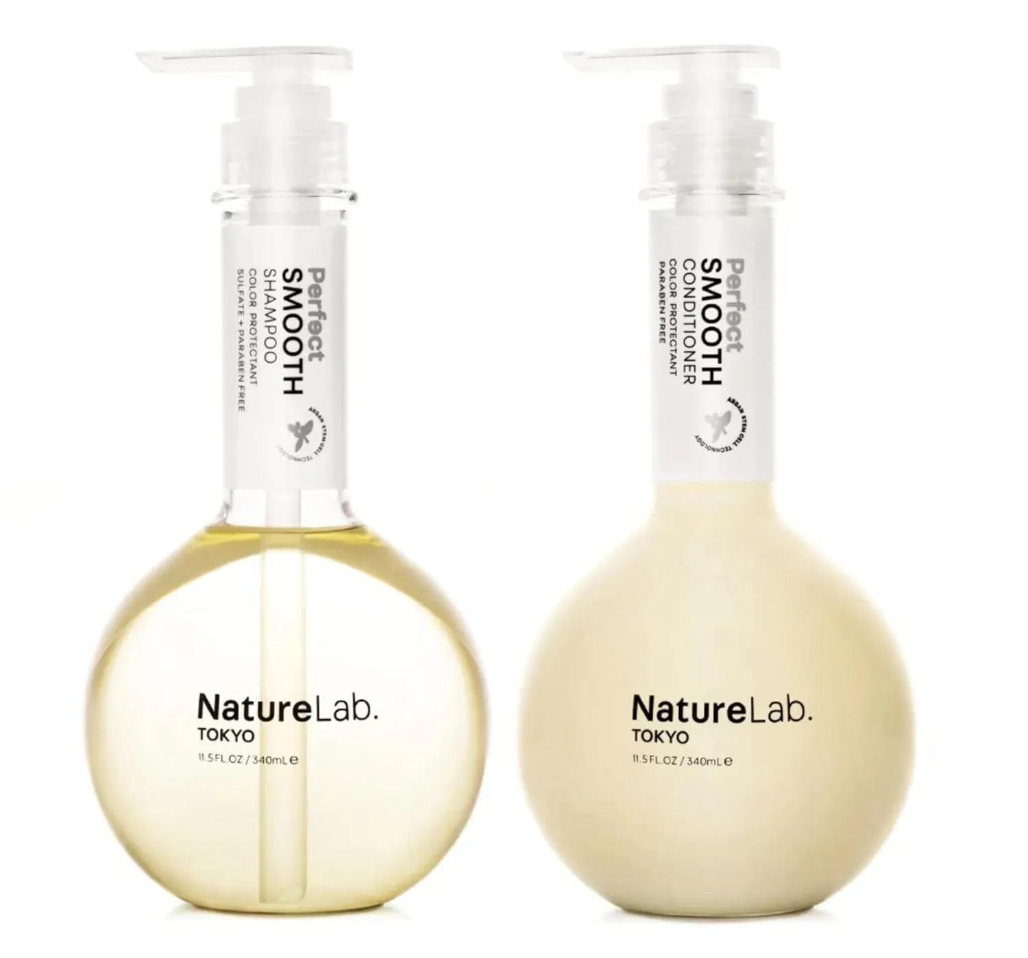 NATURELAB. TOKYO Perfect Smooth Shampoo & Conditioner: Weightless Frizz Control for Smoother, Healthier Hair and Scalp I 11.5 FL OZ Each