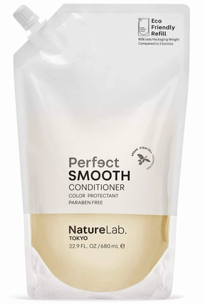 NATURELAB. TOKYO Perfect Smooth Conditioner: Eco-Friendly Refill Pouch: Lightweight Moisturizing Conditioner for Smoother Frizz-Free Hair I 22.9 FL OZ / 680ml