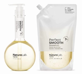 NATURELAB. TOKYO Perfect Smooth Shampoo   Eco-Friendly Refill Pouch Bundle: Shampoo 11.5 oz | Refill 22.9 FL OZ | $49 VALUE