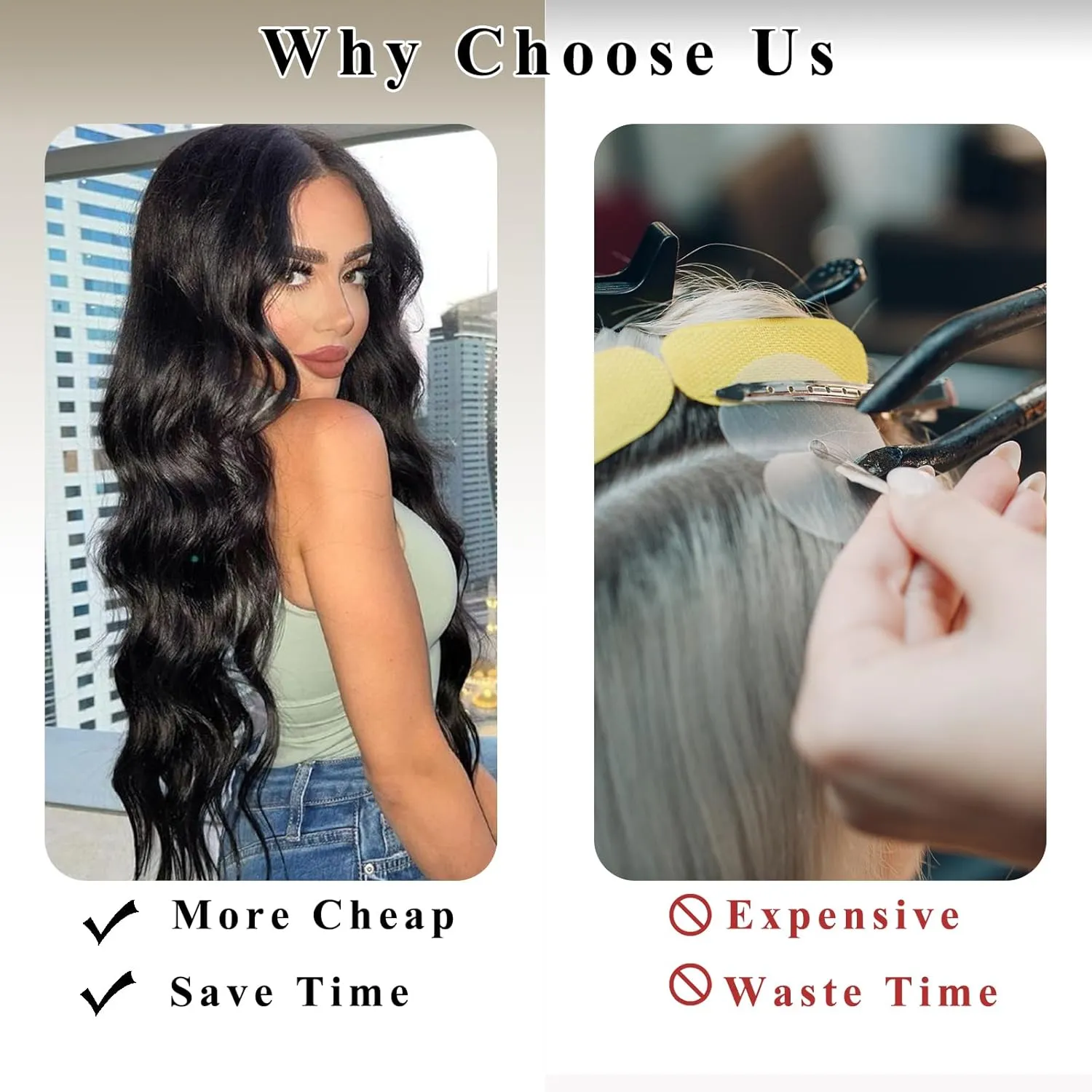 NAYOO Black Clip In Hair Extensions 4Pcs Wavy Curly Hair Extensions Synthetic Fiber Double Weft Soft Hairpieces For Women（20 inch, Black）