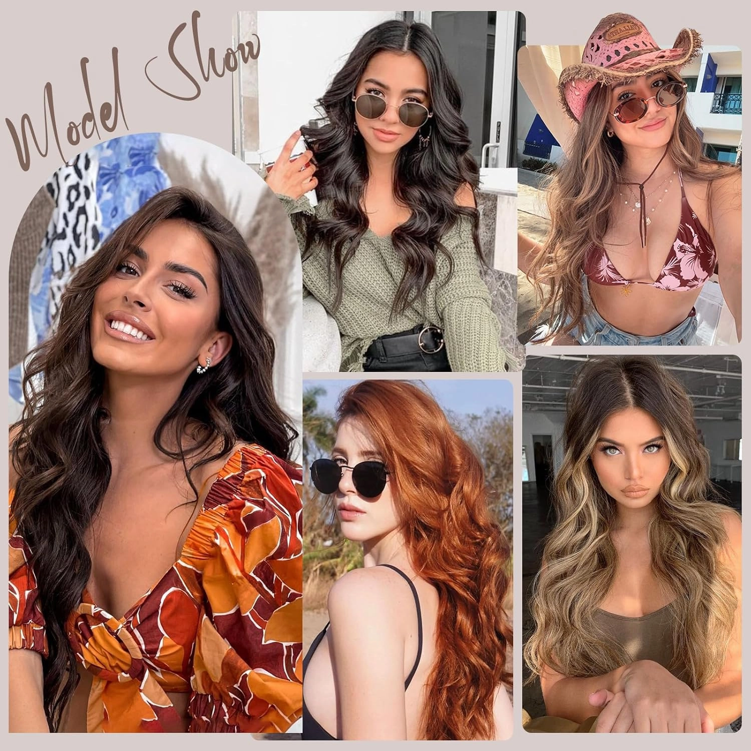 NAYOO 4PCS Clip in Hair Extensions Dark Brown Long Wavy Curly Synthetic Thick Hairpieces for Women with Fiber Double Weft Hair Full Head（20 inch, Dark Brown）