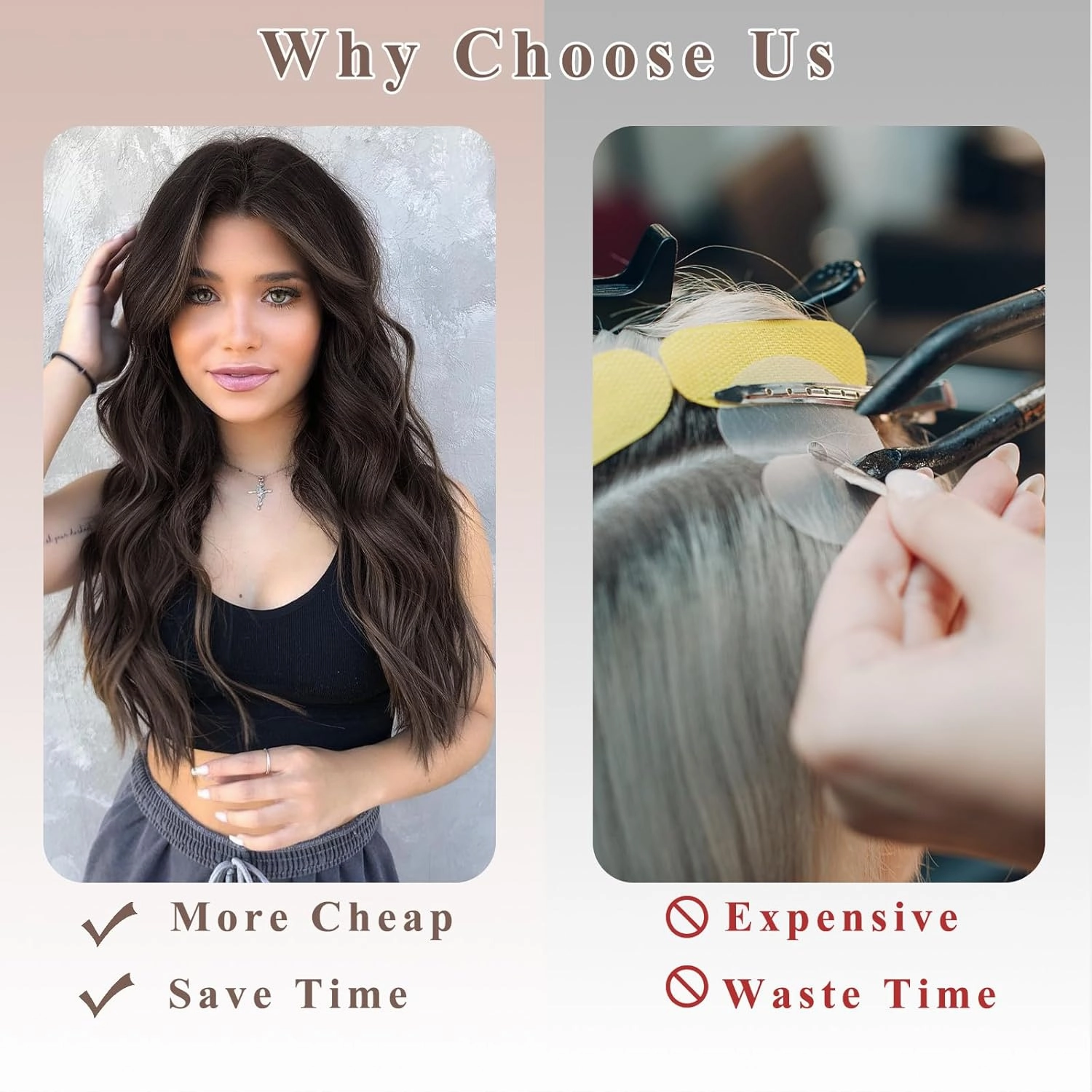 NAYOO 4PCS Clip in Hair Extensions Dark Brown Long Wavy Curly Synthetic Thick Hairpieces for Women with Fiber Double Weft Hair Full Head（20 inch, Dark Brown）