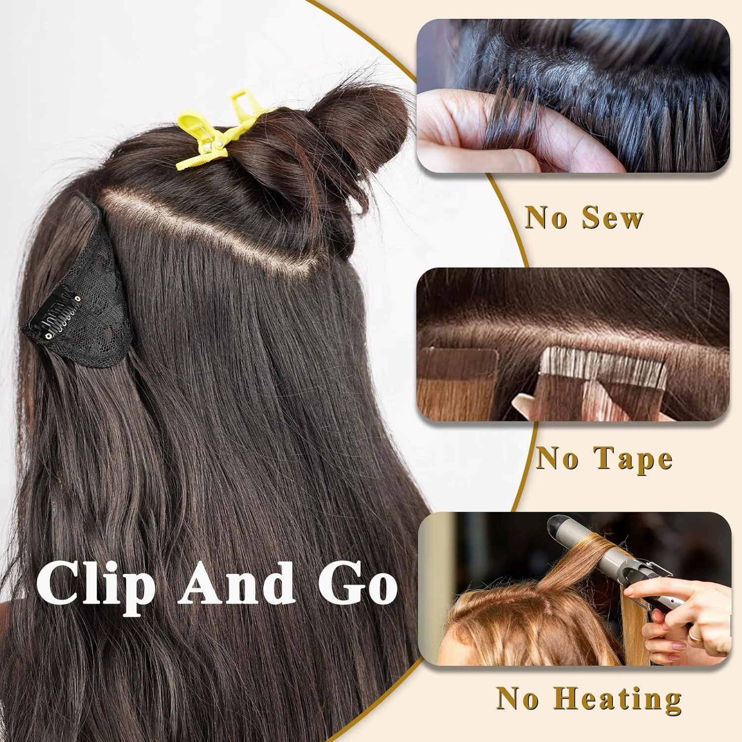 NAYOO Honey Blonde Clip In Hair Extensions 4PCS Wavy Curly Hair Extensions Synthetic Fiber Double Weft Soft Hairpieces For Women（20 inch, Honey Blonde）