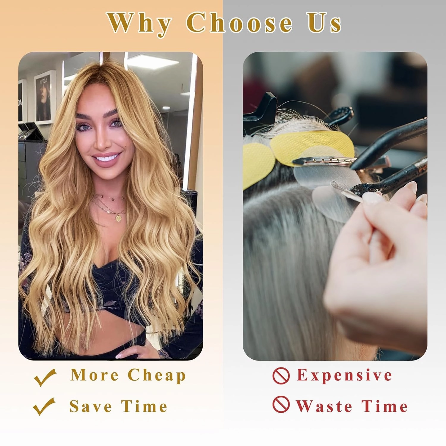 NAYOO Honey Blonde Clip In Hair Extensions 4PCS Wavy Curly Hair Extensions Synthetic Fiber Double Weft Soft Hairpieces For Women（20 inch, Honey Blonde）