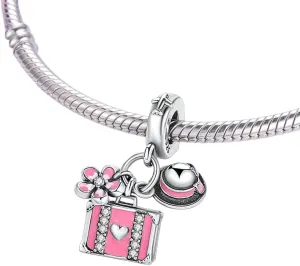 New 2026 Unisex 100% Sterling 925 Silver Pink Color Bead Charms Fit Bracelet Forever Family Cute Cat Plane Zircon Her Women Decoration Jewelry Luxury With You Accessories Trendy Best For Gift And Men