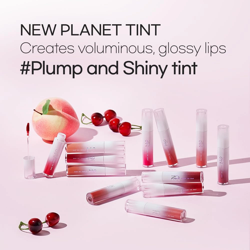 New Planet Tint | Clear Glow Tint Non-Sticky Lightweight Hydrating Long-Lasting Shine High Pigmented Volumizing Moisturizing Natural Lip Stain (#02 Peach Planet, 4.1g)