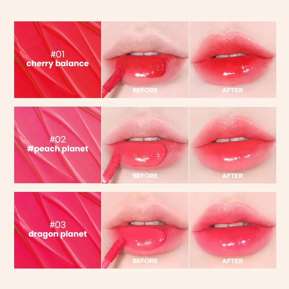 New Planet Tint | Clear Glow Tint Non-Sticky Lightweight Hydrating Long-Lasting Shine High Pigmented Volumizing Moisturizing Natural Lip Stain (#02 Peach Planet, 4.1g)