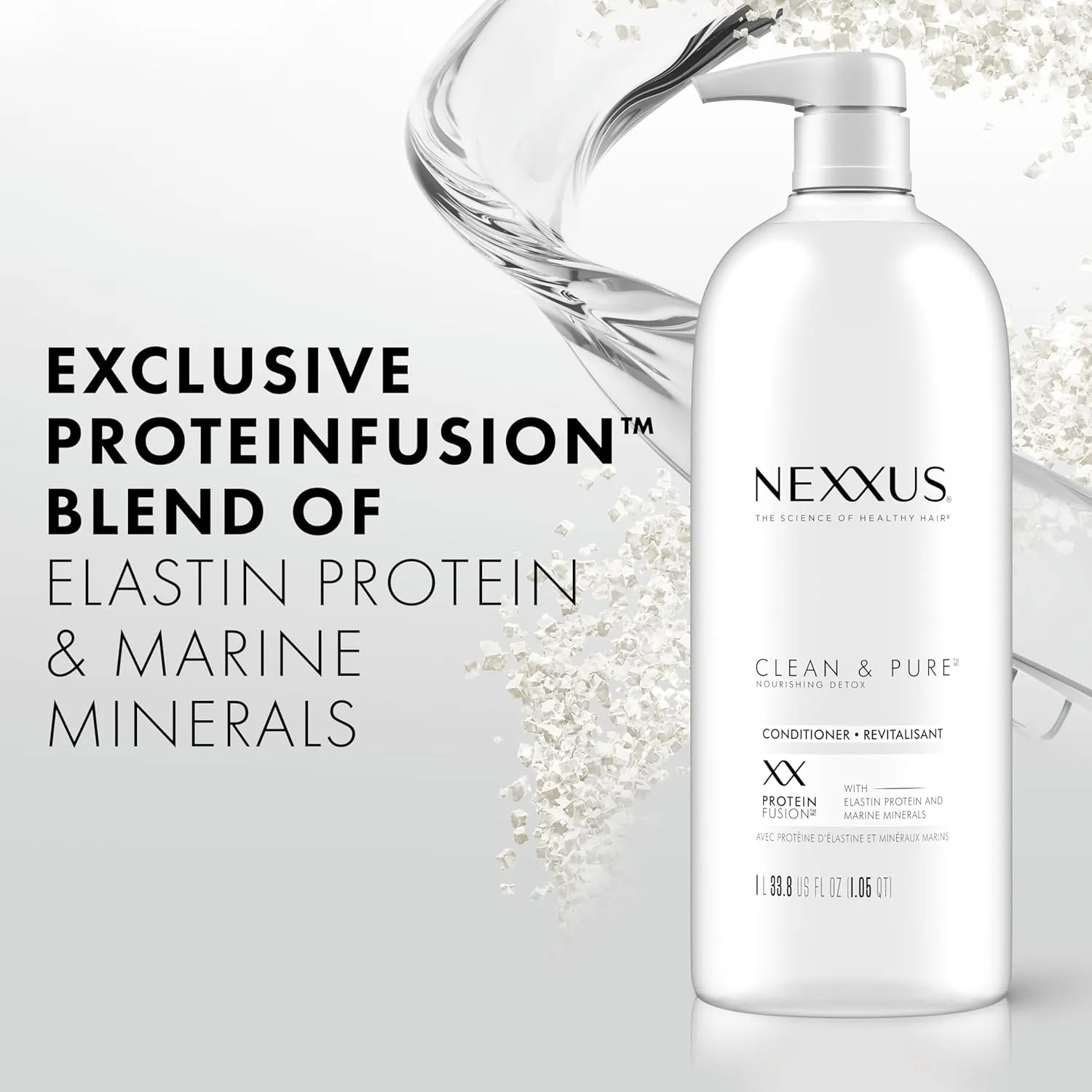 Nexxus Clean and Pure Clarifying Shampoo and Conditioner With ProteinFusion, 2-Pack for Nourished Hair Paraben Free Salon Shampoo 33.8 oz