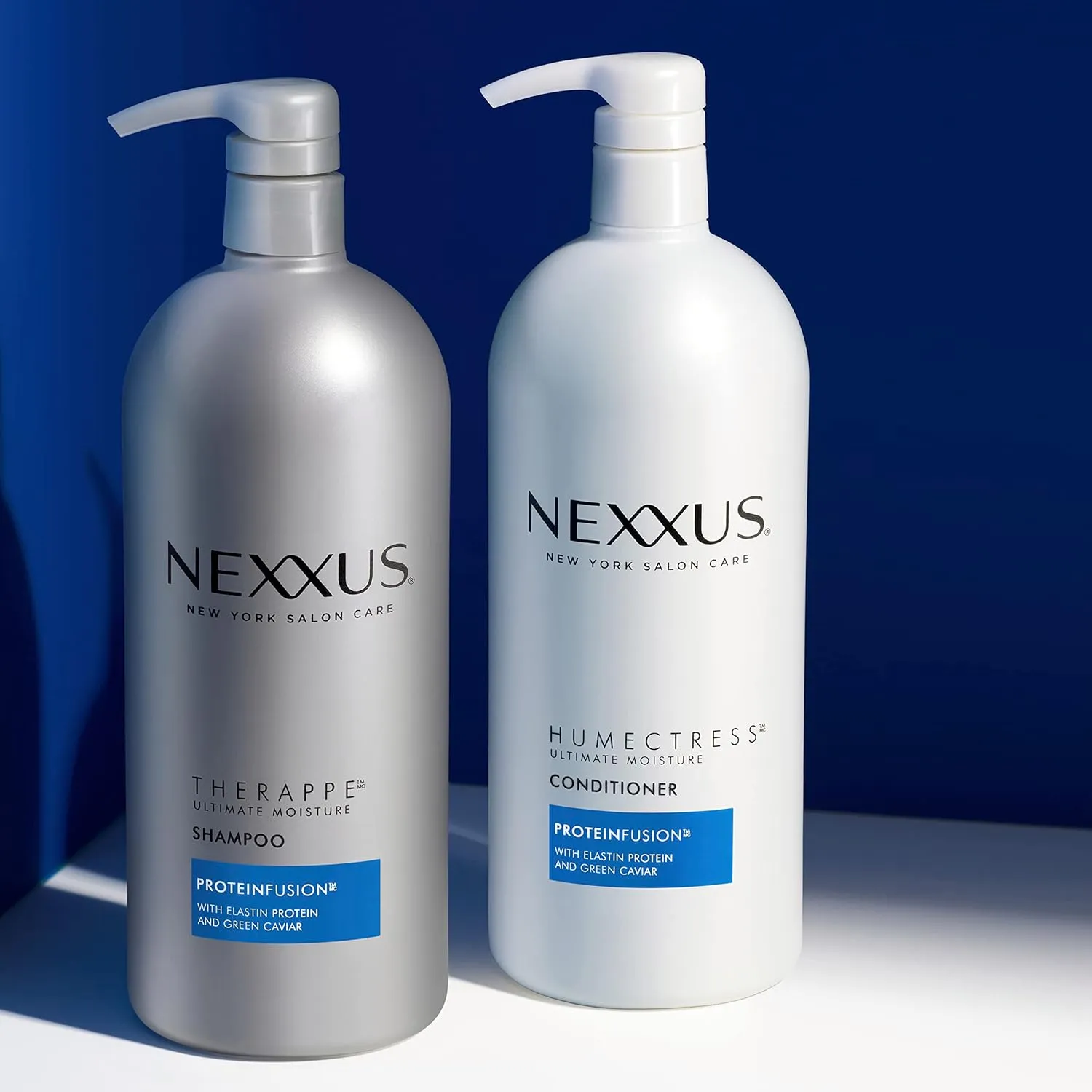 Nexxus Shampoo and Conditioner Therappe Humectress 2 Count for Dry Hair Silicone-Free, Moisturizing Caviar Complex and Elastin Protein 33.8 oz