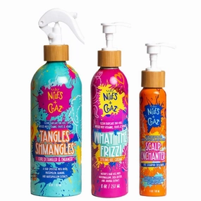 Niles and Chaz Kids Scalp and Styling Trio - Scalp Treatment   Leave In Detangler   Defining Gel Cream - Paraben, Silicone and Sulfate Free - For Curly, Coily and Wavy Hair