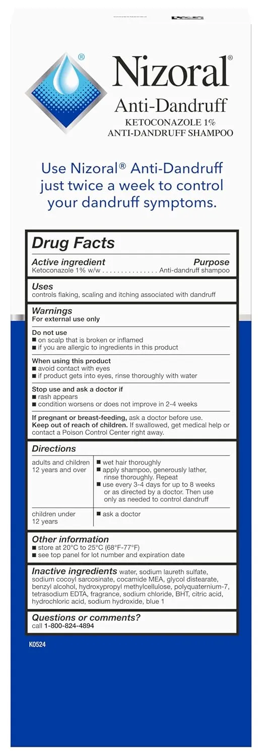 Nizoral 2-IN-1 Anti-Dandruff Shampoo & Conditioner with 1% Ketoconazole, 14 fl oz