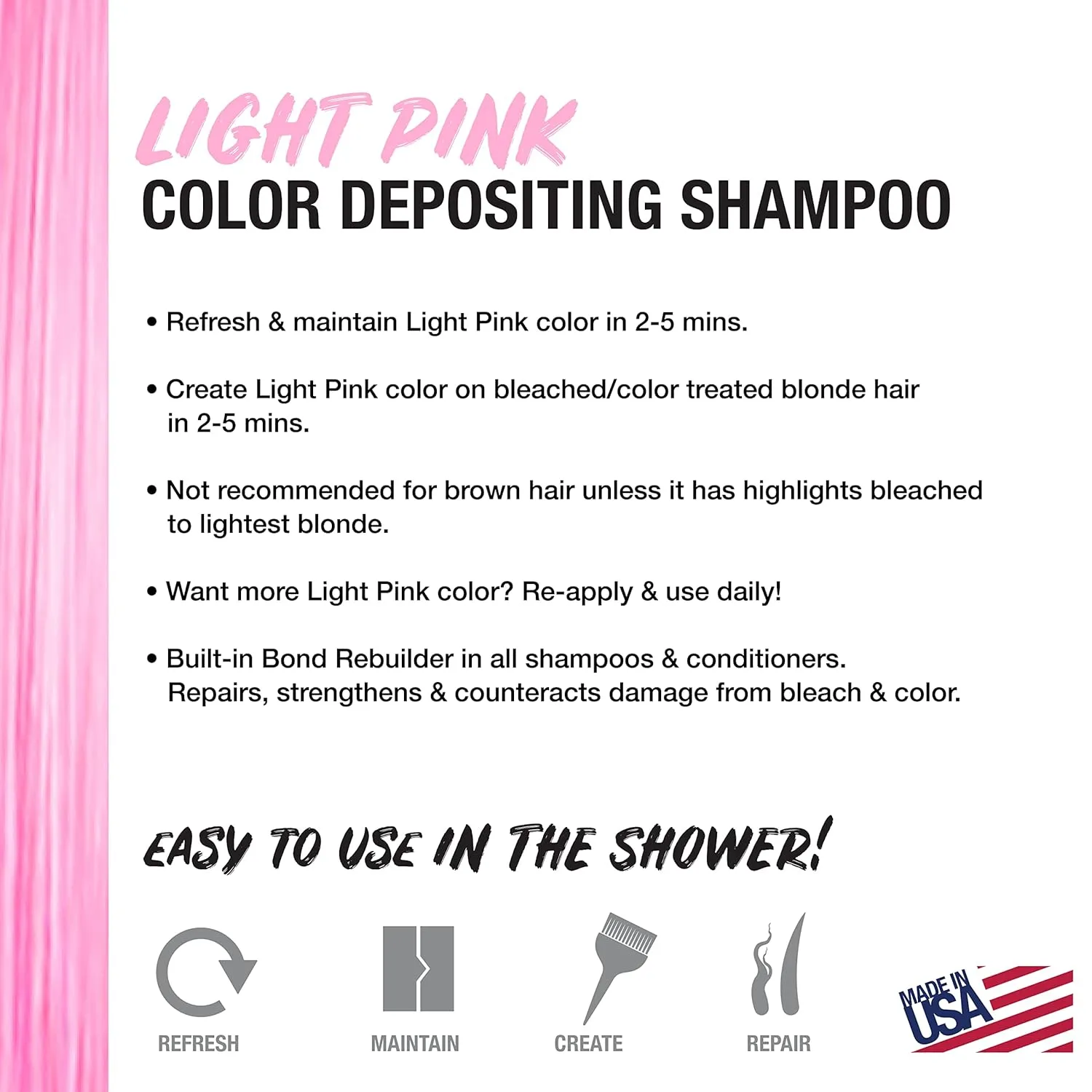 No Fade Fresh Light Pink Hair Shampoo   Conditioner Duo - Enhance Color, Prevent Fading & Refresh Pastel Purple Tint, Temporary Hair Dye