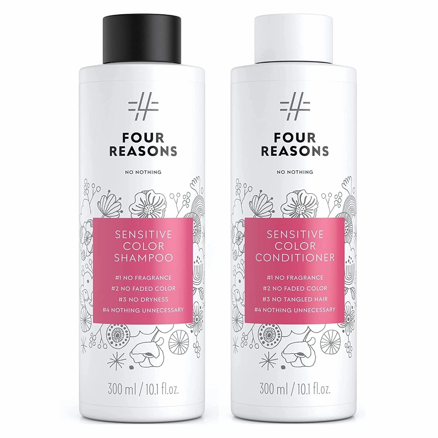 No nothing Sensitive Colour Shampoo and Conditioner Bundle- Perfume-free Colour Protection Conditioner - For Coloured Hair | 100% Vegan | 300 ml