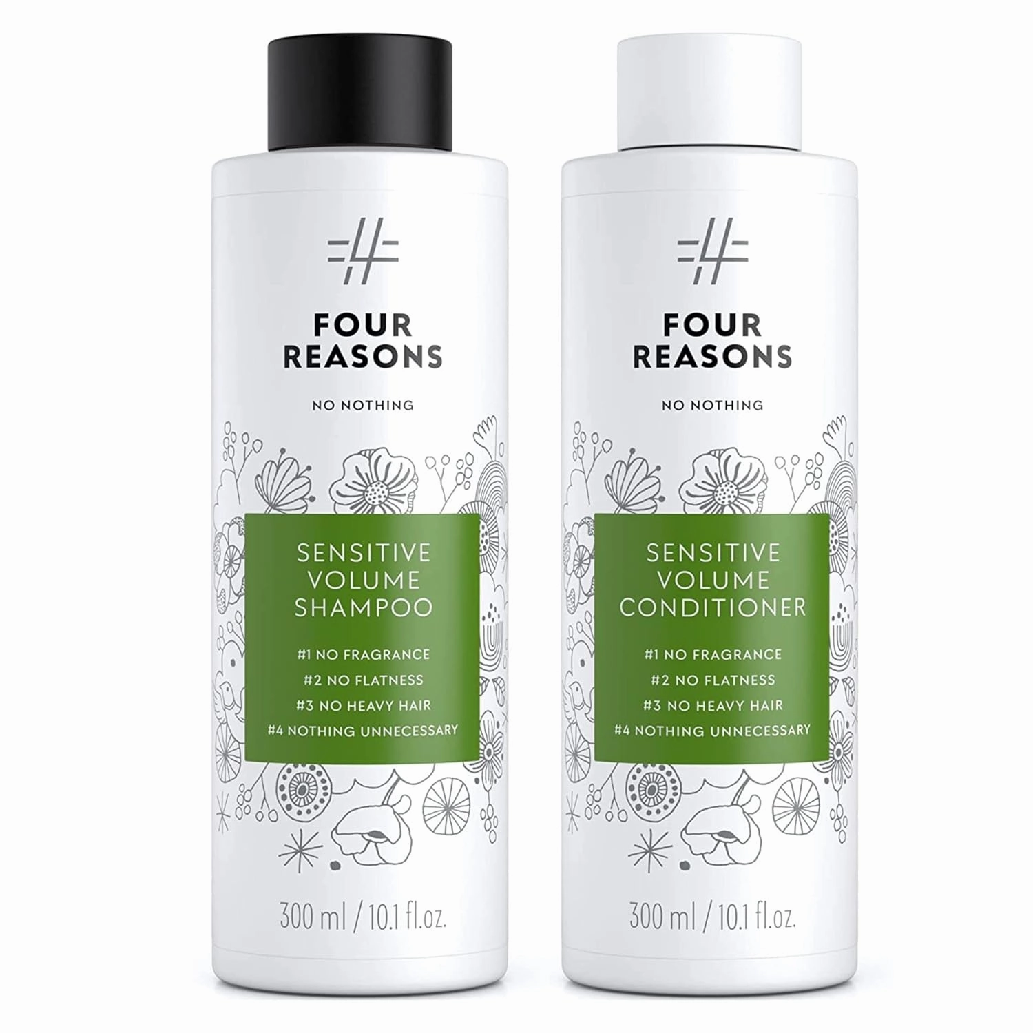 No nothing Sensitive Volume Shampoo and Conditioner - Hypoallergenic, Unscented Volumizing Shampoo and Conditioner - Shampoo for Sensitive Scalp and Skin - Paraben Free, Vegan – 10.15 oz