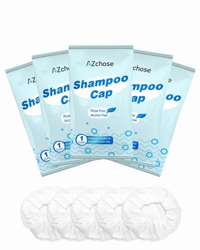 No Water Rinse Free Shampoo Caps for Camping & Home Care, Dry Hair Washing Caps for Adult & Elderly, Waterless Shampoo Shower Caps for Bedridden Patients, Microwaveable & Alcohol-Free, 5 Pack