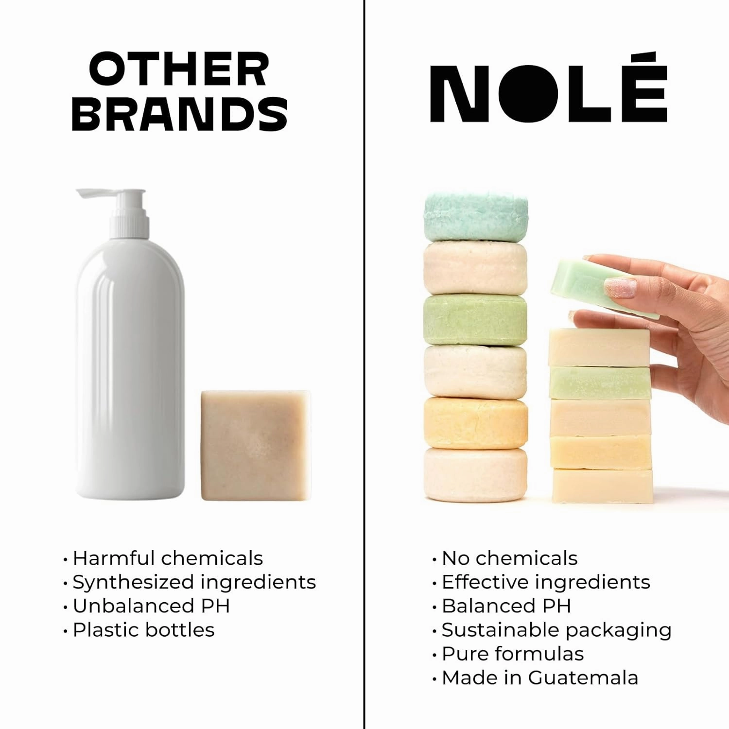 NOLE CARE Sustainable Bar Shampoo with Coconut & Batana Oil, for Frizz (3 oz) - PH Balanced, Rice Protein Based, Frizz Control, Sulfate-Free, Plastic-Free