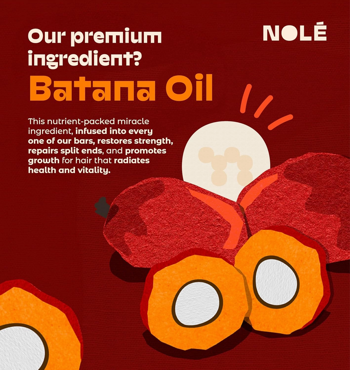 NOLE CARE Sustainable Bar Shampoo with Coconut & Batana Oil, for Frizz (3 oz) - PH Balanced, Rice Protein Based, Frizz Control, Sulfate-Free, Plastic-Free