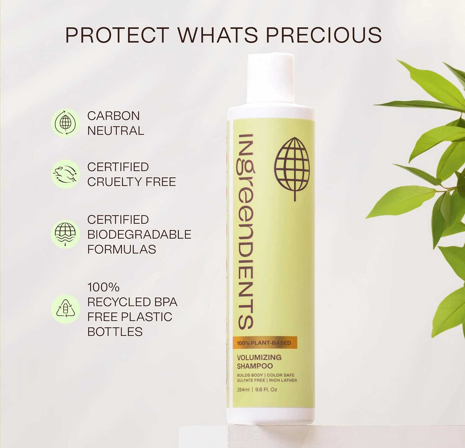Non Toxic Vegan Volumizing Shampoo with Organic Ingredients For Fine Hair - Strengthening Barley Protein and Chia Seeds, Color Safe, Paraben & Gluten Free, Silicone & Sulfate Free