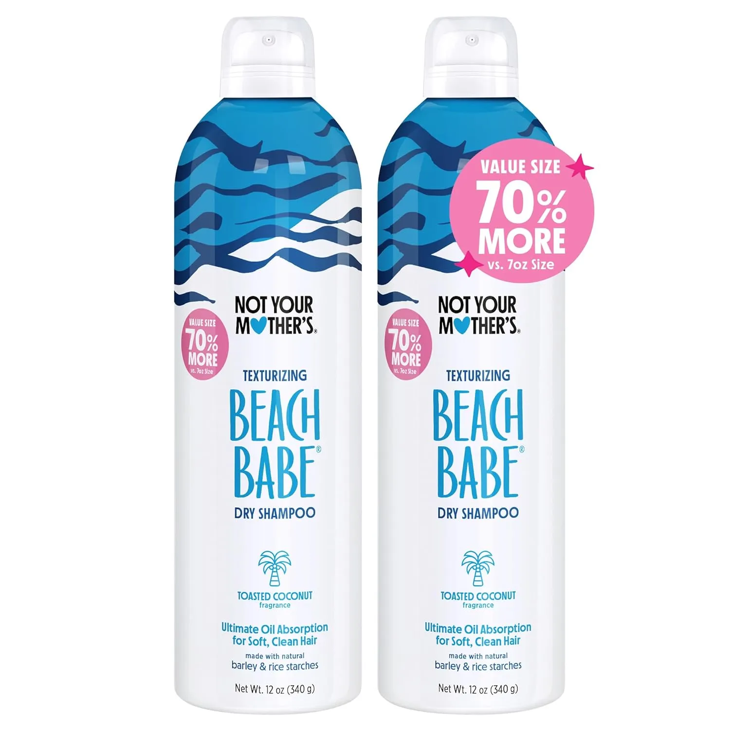 Not Your Mother's Beach Babe Jumbo Dry Shampoo (2-Pack) - 12 oz Dry Shampoo - Instantly Absorbs Oil While Creating Effortless Sea-Tossed Texture
