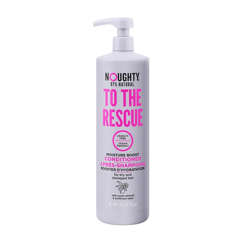 Noughty 97% Natural, To The Rescue Moisture Boost Conditioner, 97% Natural Sulphate Free Vegan Haircare, Hydrating Formula for Dry and Damaged Hair, with Sweet Almond and Sunflower Seed 1L