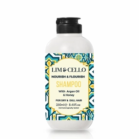 Nourish & Flourish Shampoo With Argan Oil & Honey, Rich in Vitamin E and Essential Fatty acids, Ideal Shampoo for Dry & Dull Hair, 250 ml / 8.45 fl.oz.