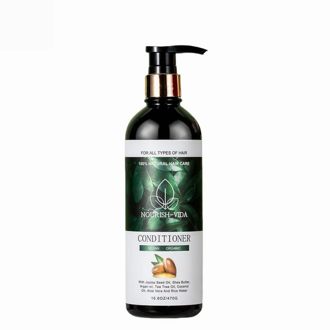 Nourish-Vida Conditioner - Vegan Organic Hair Conditioner with Argan Oil, Rice Water, Coconut Oil, and Tea Tree, Hydrating and Strengthening for Curly, Dry, Color-Treated Hair - (16.6 oz)