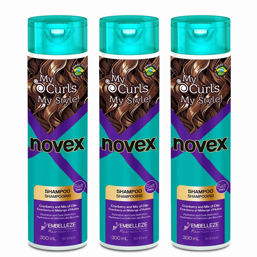 NOVEX My Curls Shampoo - 300ml- Defines Curls -Controls Volume - Reduces Frizz - Adds Softness - For All Curly Hair Types - 3 Pack (My Curls)
